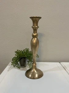 Column Solid Brass Taper Dinner Candle Holder Candlestick 12 3/8” H India - Picture 1 of 6