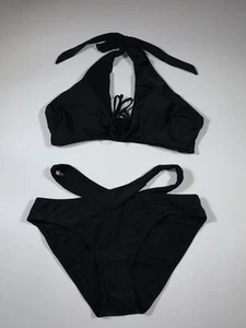 Costume da bagno donna vita alta bikini estivo spiaggia 2 pezzi NERO taglia XL - Foto 1 di 8
