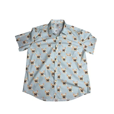 Kennington California French Bulldog Print Button Up Shirt Men's XXL - Image 1 of 4