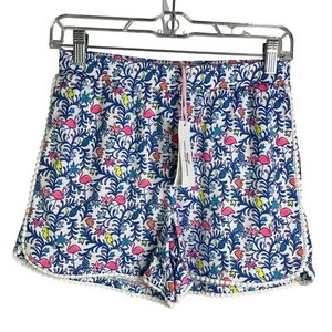 Vineyard Vines Tassel Pull-On Shorts Girls L Blue Flamingo Floral Beach Pool - Picture 1 of 10
