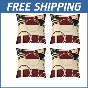 Durable Polyester Throw Pillow Covers - 18x18 Set of 4 with Geometric Patterns - Picture 1 of 9