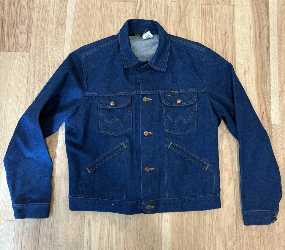 Chaqueta vaquera Wrangler vintage años 80 hecha en EE. UU. Talla 46 Pit-Pit 24 en 126MJ Foto 1 de 4