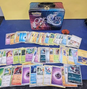 109 X Pokemon Cards with Large Tin - Picture 1 of 3