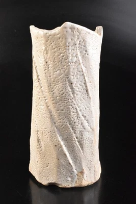 S3294: Jarrón de flores japonés Shino-ware esmalte blanco Ikebana Foto 1 de 4