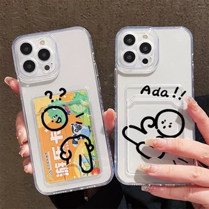 For iPhone Samsung Honor Clear Card Wallet Case Hot Cute Interesting Funny Cover - Picture 1 of 17