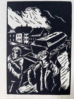 Jaro Sedivy, checo 1931 Art Deco cantado linocut "zvestovani" expresionista Foto 1 de 4