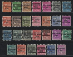 Precancels - CT - New London - Type 225 - 27 different Prexy denoms - Picture 1 of 2