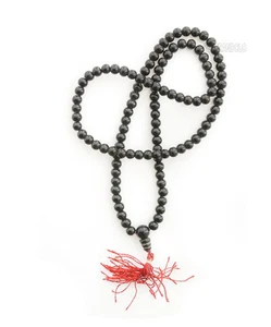 Mala tibétain Rosaire Collier Perles Noires en Onyx 4850 - Picture 1 of 1