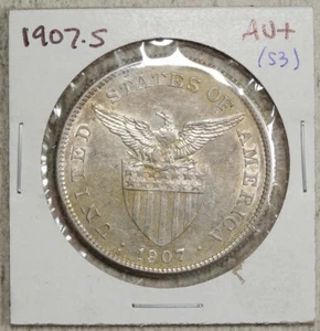 U. S. Philippines Peso 1907-S, Almost Uncirculated 0903-99 - Picture 1 of 3