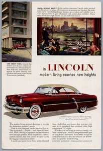 Anuncio impreso Ford Lincoln Motors años 50 anuncio de coche 10" x 6" 8904 - Imagen 1 de 1