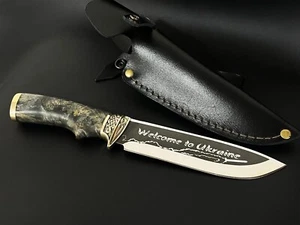 🔱Coltello da caccia militare patriottico ucraino Tridente Himers BENVENUTO in UCRAINA - Foto 1 di 7