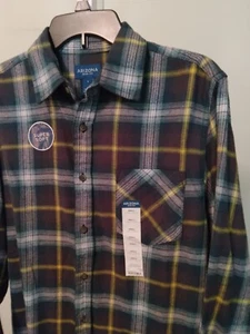 NWT Arizona Jean Co. Flannel Shirt Size S Blue Plaid Long Sleeve Cotton Casual - Picture 1 of 5