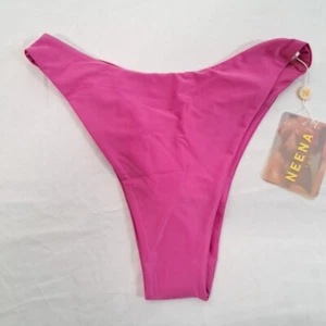 OH POLLY NEENA Brazilian Pink Bikini Bottom Swim Siren Lace Up BNWT Large - Picture 1 of 10