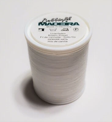 MADEIRA BOBBINFIL Bobbin Thread 1 Spool Col. 1001 White Machine Embroidery NEW - Image 1 of 3