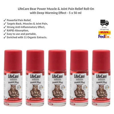 LifeCare Bear Power Organic Roll-On per Sollievo Dolori Articolari e Muscolari 5x50ml - Immagine 1 di 4