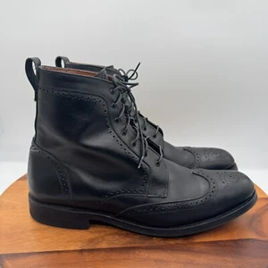 Allen Edmonds Dalton 1115 Boots Mens 13 Wingtip Black Leather Brogue Dainite - Picture 1 of 11
