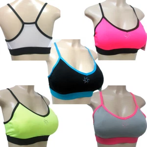 Womens Yoga Sports Bra Fitness Stretch Workout Seamless Padded Fashion Racerback - Picture 1 of 2