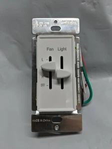 NEW WHITE Dual Slider 3-Speed Fan Control Fully Variable Dimmer Single Pole - Picture 1 of 4