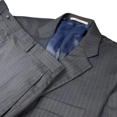 Hickey Freeman Men’s Milburn 100% Wool Suit Navy Stripe • USA • 44L | 38x30 - Image 1 of 4