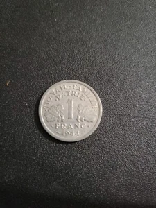 France One 1 Franc 1944 Coin French WWII Era Coinage Aluminum - Picture 1 of 2
