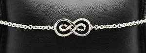 Sterling Silber 925 Diamant Pave Infinity Loop Elegante Kette Tennis Armband - Bild 1 von 3