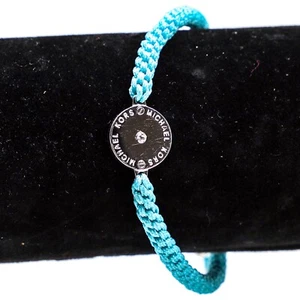 Pulsera Michael Kors Azul Claro Macramé Cordón Trenzado Deslizante Tono Plata Firmada - Imagen 1 de 12