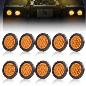10x 24LED 4"inch Amber Yellow Round LED Truck Trailer Stop Turn Tail Brake Light - Bild 1 von 12