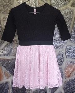 Xhilaration Girl’s Black/Pink Lace Dress 3/4 Sleeves Size 7/8 - Picture 1 of 9