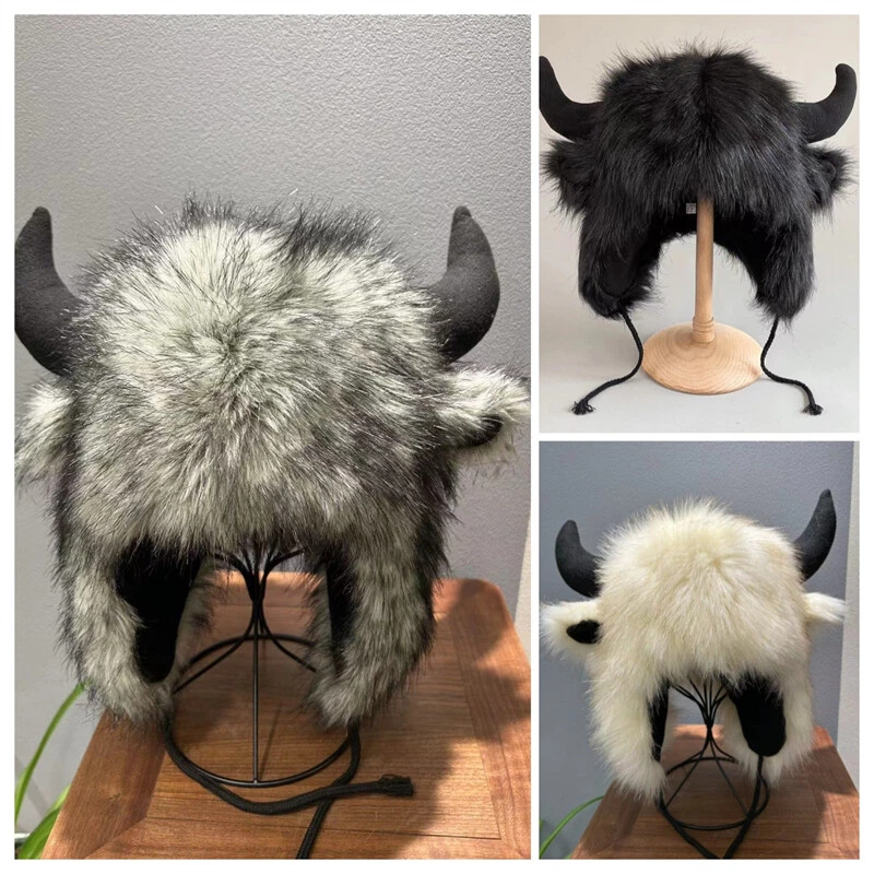 Sombrero de cuerno de oveja OX cálido invierno lindo a prueba de viento a prueba de frío Navidad sombrero de algodón Foto 1 de 4