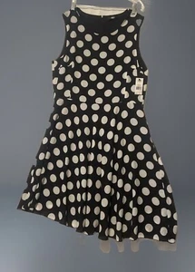 ~ NWT ~ ABS Women's Black Dress White Polka Dots Sz XL - Picture 1 of 6