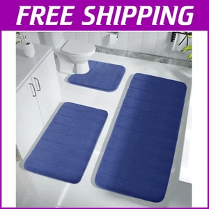 Comfortable 3-Piece Memory Foam Bath Mat Set with Non-Slip Backing - Easy Care - Picture 1 of 9