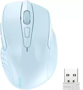 Wireless Mouse, 2.4G Ergonomic Optical Mouse,2600 DPI, 5 Adjustment Levels-Blue - Picture 1 of 6