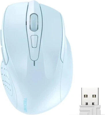 Wireless Mouse, 2.4G Ergonomic Optical Mouse,2600 DPI, 5 Adjustment Levels-Blue - Image 1 of 4