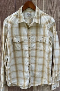 Vintage Lucky Brand Mens Y2K Western Shirt Aztec Embroidered Pearl Snap L - Picture 1 of 6