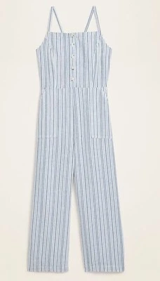 Nuevo con etiquetas Mono Old Navy - Azul y Blanco Rayas Mezcla Lino M Foto 1 de 4