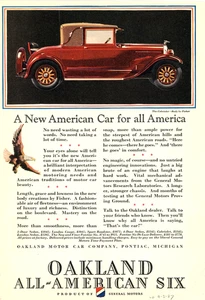 1927 Original Oakland All-American Six Ad. Cabriolet Model Displayed. Pontiac MI - Picture 1 of 2