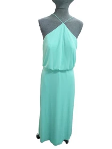 Alfred Sung Dress Maxi Prom Bridesmaid Chiffon Mint Blue Party UK  Size 10  - Picture 1 of 11