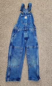 Kids Vintage Carhartt Bibs Double Knee Overalls Size 4 Denim Y13DST - Picture 1 of 3