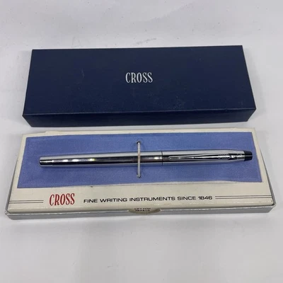 Bolígrafo punta suave Cross Chrome 3504 vintage negro en caja original y recarga LEER Foto 1 de 4