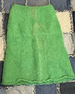 Vintage Green Skirt Women's Fuzzy Soft Mohair ? Pull Up Boho Retro Fun - Picture 1 of 9