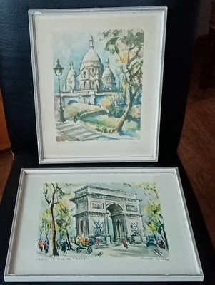 2 Bilder im Rahmen von Marius Girard L Arc De Triomphe und Sacre Coeur Paris - Bild 1 von 4