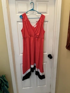 Motherhood Maternity XL Pink Empire Waist V-neck Hi Low Hem. Missing Belt - Picture 1 of 10