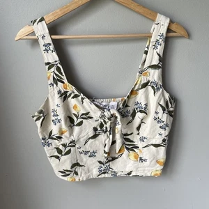 Midnight Sky Linen Blend Tank Top Womens Size Medium Lemons/ Floral NWOT - Picture 1 of 8