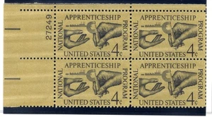 SC # 1201, 1962--4c Apprenticeship Issue, Plate Block of 4, M/NH - Picture 1 of 1