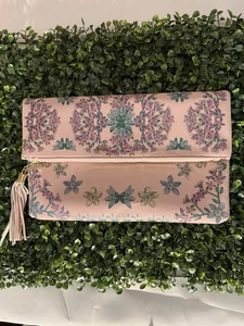 Max Studio Pink Clutch Stop Bag Chain Strap Tassel Flowers - Picture 1 of 6