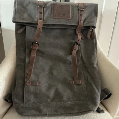Vtg Stumper & Fielding Back Pack Trail Bag Grey Canvas Travel Bag UK Made - Image 1 of 4