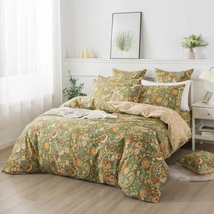 Paisley Duvet Cover Set Twin Bohemian Damask Paisley Bedding Luxurious Green Boh - Picture 1 of 9