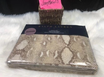 ¡NUEVO! Sábana bajera plana Ralph Lauren Great Sands Sellek Python 1 TALLA QUEEN  Foto 1 de 4
