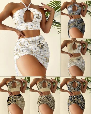 New Orleans Saints Cutout Bikini Set 2PCS Halter Sexy Swimsuit Bathingwear Gifts Cover