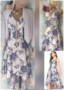 New ROMAN Dress Bolero Grey Silver Blue Gold Hi Low wedding Evening Occasion 16 - Picture 1 of 24